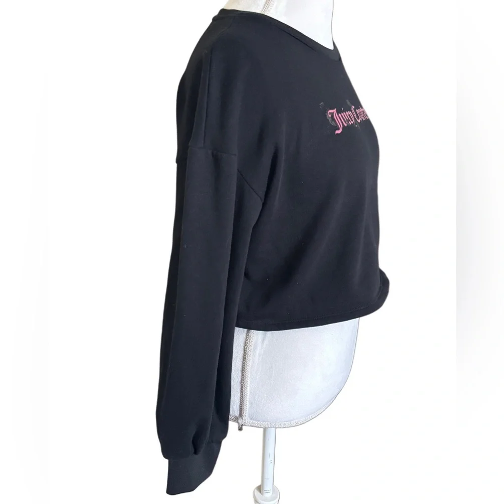 Juicy Couture Black Cropped Sweatshirt with Puff sleeves Size XL - Picture 3 of 8